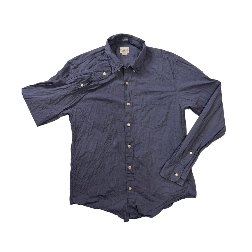 J. Crew Mens Slim Fit Button Down Shirt Navy Blue Cotton Long Sleeve Size M